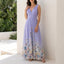 Maxi Dress | Deep V Neck, Floral Ombre Hem 6
