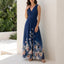Maxi Dress | Deep V Neck, Floral Ombre Hem 7