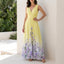 Maxi Dress | Deep V Neck, Floral Ombre Hem 8