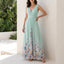 Maxi Dress | Deep V Neck, Floral Ombre Hem 9