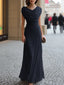 Maxi Dress | Draped Cowl Neckline, Ruched Waist Detail 3