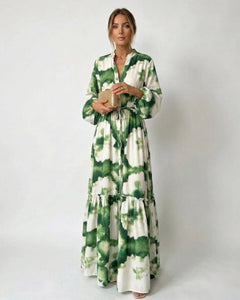 Maxi Dress | Flattering V-Neckline, Tie-Waist 0