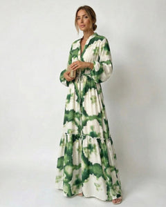 Maxi Dress | Flattering V-Neckline, Tie-Waist 1