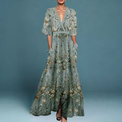 Maxi Dress | Floral Pattern, Flowing Silhouette 0