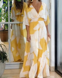 Maxi Dress | Floral Pattern, V-neck Design 0