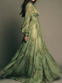 Maxi Dress | Floral Print, Ruffled Hem 1