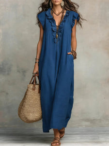 Maxi Dress | Flowing Silhouette, Delicate Ruffles 3
