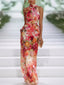 Maxi Dress | Gathered Halter Neckline, Tropical Floral Print 0