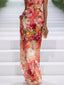 Maxi Dress | Gathered Halter Neckline, Tropical Floral Print 3