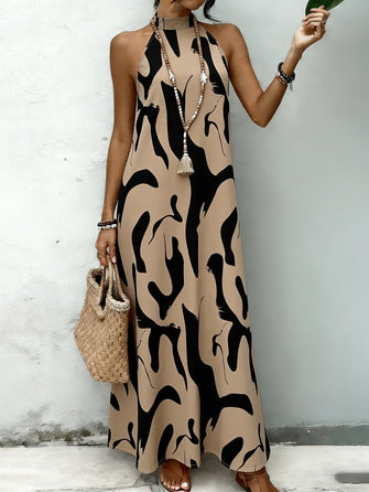 Maxi Dress | Halter Neckline, Fitted Silhouette 0