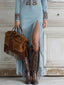 Maxi Dress | Long Sleeve, Fringe Hem 4