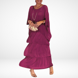 Maxi Dress | Loose A-Line Silhouette, Smocked 3/4 Sleeves 5