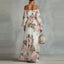 Maxi Dress | Off-the-Shoulder Neckline, Floral Print 1
