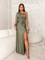 Maxi Dress | One-Shoulder Design, Knot Detail 0