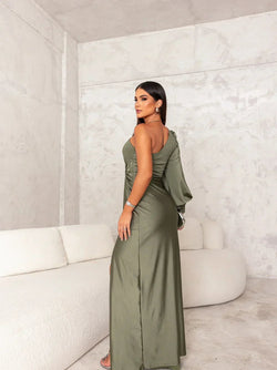 Maxi Dress | One-Shoulder Design, Knot Detail 1