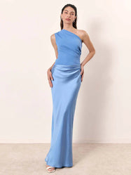 Maxi Dress | One-Shoulder Design, Satin Finish 3