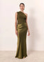 Maxi Dress | One-Shoulder Design, Satin Finish 4