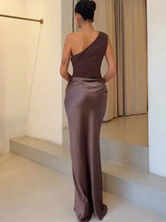 Maxi Dress | One-Shoulder Design, Satin Finish 6