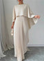 Maxi Dress | Pleated Cape Overlay, Flowing Skirt 0