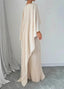 Maxi Dress | Pleated Cape Overlay, Flowing Skirt 1