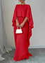Maxi Dress | Pleated Cape Overlay, Flowing Skirt 3