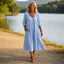 Maxi Dress | Ruched 3/4 Sleeves, Lightweight Fabric 0