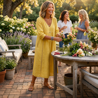 Maxi Dress | Ruched 3/4 Sleeves, Lightweight Fabric 3