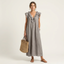 Maxi Dress | Ruffle V-Neckline, Flutter Cap Sleeves 0