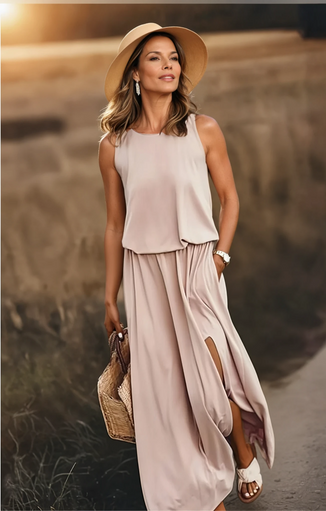 Maxi Dress | Sleeveless, Round Neck Design 3