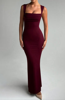 Maxi Dress | Square Neckline, Pleated Bust 0