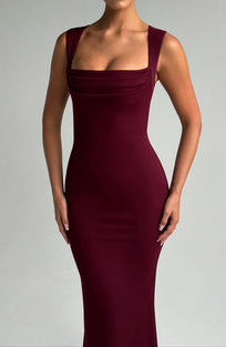 Maxi Dress | Square Neckline, Pleated Bust 1