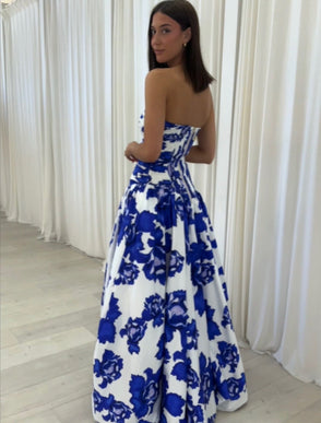 Maxi Dress | Strapless, Floral Print 1