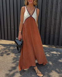 Maxi Dress | V-Neck, Bold Contrast Design 9