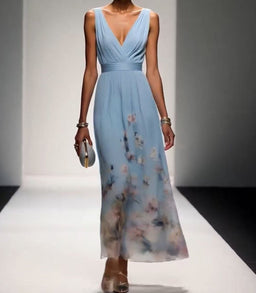 Maxi Dress | V-Neck, Floral Print Design 0