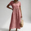 Mid-Length Dress | Embroidered Round Neck, Empire Waist 5