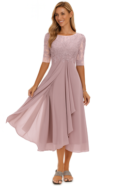 Midi Dress | A-Line Silhouette, Textured Upper 1