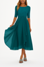 Midi Dress | A-Line Silhouette, Textured Upper 5