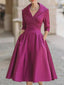 Midi Dress | Draped Collar, A-Line Skirt 12