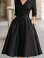 Midi Dress | Draped Collar, A-Line Skirt 2