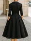 Midi Dress | Draped Collar, A-Line Skirt 3