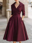 Midi Dress | Draped Collar, A-Line Skirt 8