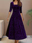 Midi Dress | Embossed Velvet, Square Neckline 4