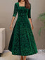 Midi Dress | Embossed Velvet, Square Neckline 6