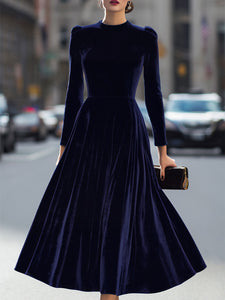 Midi Dress | Fitted Bodice, Long Sleeve Design 0