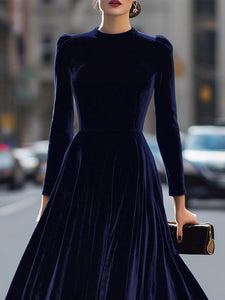 Midi Dress | Fitted Bodice, Long Sleeve Design 1