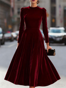 Midi Dress | Fitted Bodice, Long Sleeve Design 4