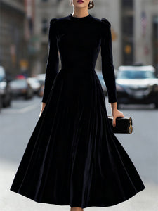 Midi Dress | Fitted Bodice, Long Sleeve Design 6