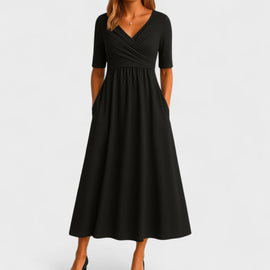 Midi Dress | Flattering V-Neckline, Elegant Silhouette 1
