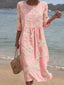 Midi Dress | Floral Embroidery, Three-Quarter Sleeves 2