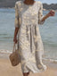 Midi Dress | Floral Embroidery, Three-Quarter Sleeves 5